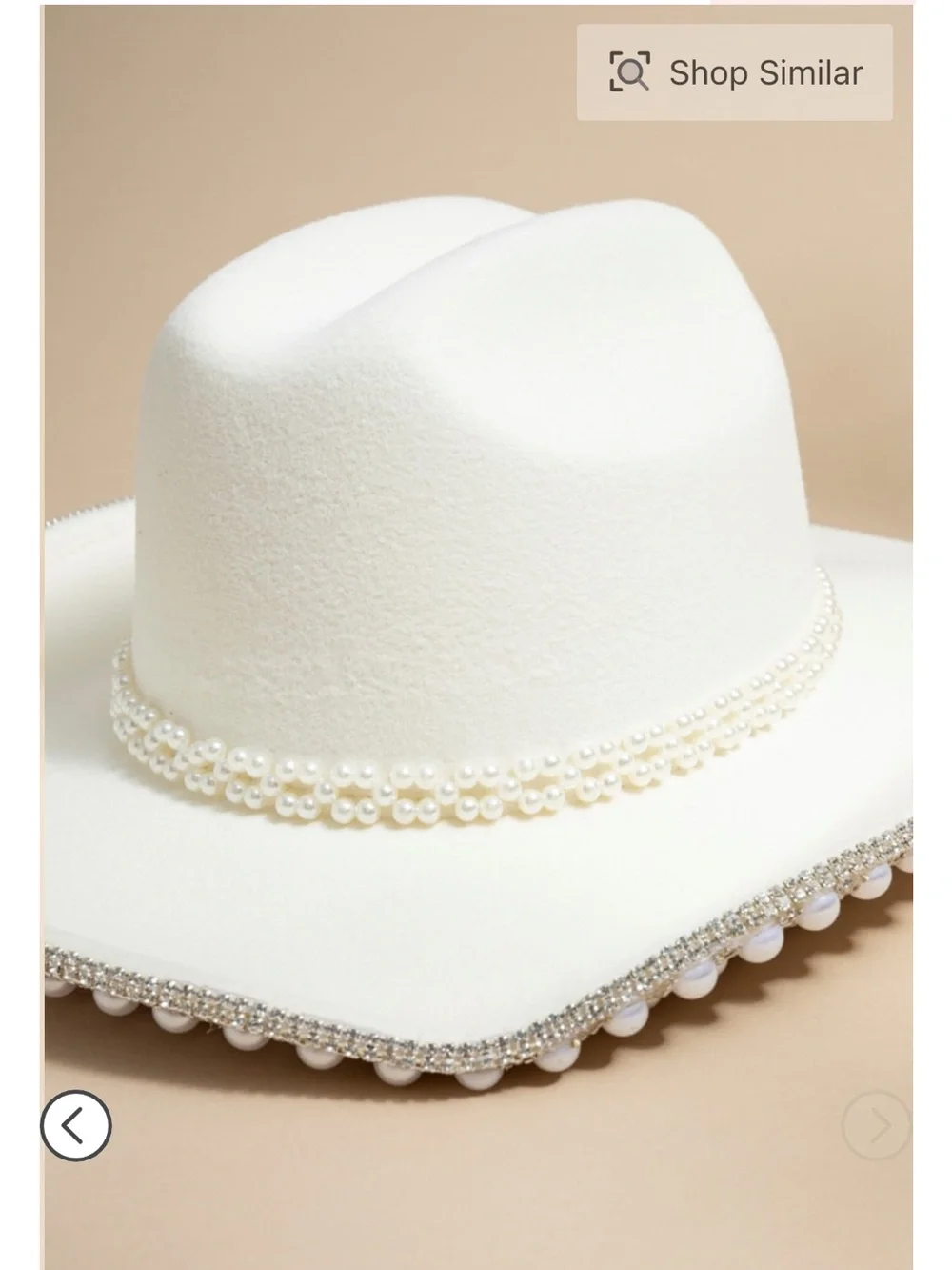 Francesca’s Denise Pearl Embellished Cowboy Hat